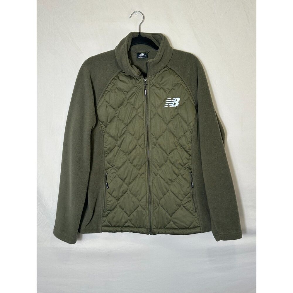 New Balance Women's Full Zip Quilted Fleece Jacket Size L Forrest Green